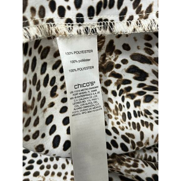 Chico's Button Down Blouse Large Animal Print Academia Mob Wife Boho - Picture 6 of 6